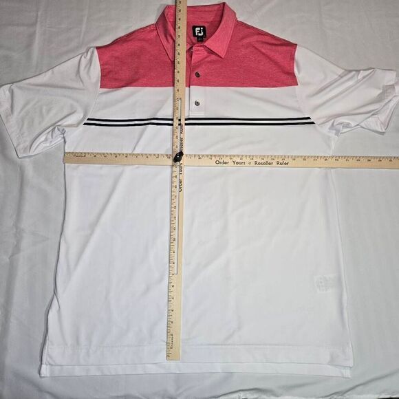 FOOTJOY HEATHER COLOR BLOCK LISLE PINK WHITE STRIPE GOLF POLO SHIRT MENS 2XL - Picture 5 of 5